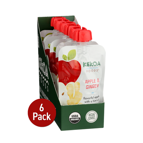 Kekoa Foods Organic Apple + Ginger Puree Flavor Baby Food (6 Pack) - 3.5 OZ 36 Pack