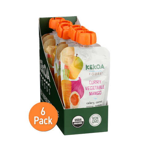 Kekoa Foods Organic Curry Vegetable Mango Puree Flavor Baby Food(6 Pack) - 3.5 OZ 36 Pack