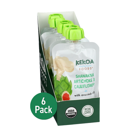 Kekoa Foods Organic Shawarma Artichoke and Cauliflower Puree Flavor Baby Food (6 Pack) - 3.5 OZ 36 Pack