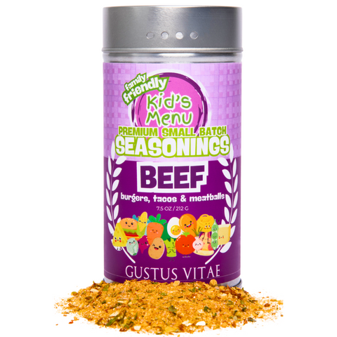 Gustus Vitae Kid's Menu: Beef: Burgers, Tacos & Meatballs Seasoning - 7.5 OZ 4 Pack