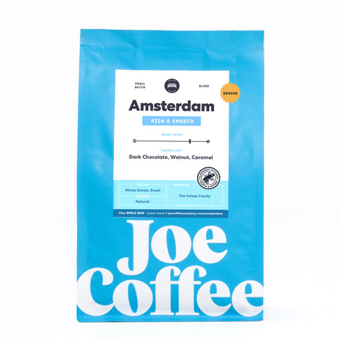 Joe Coffee Company Amsterdam Ground Coffee, Medium/Dark Roast - 12 OZ 6 Pack