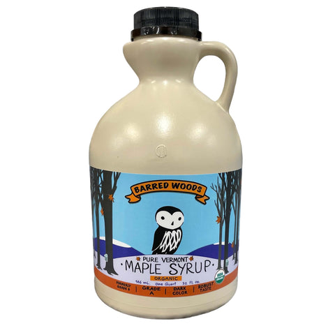 Barred Woods Maple Pure Organic Vermont Maple Syrup - Grade A Dark Robust - 32 FL OZ 12 Pack
