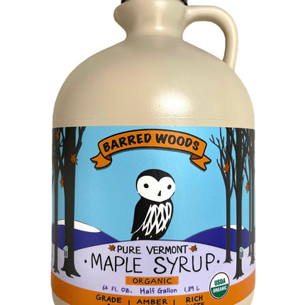Barred Woods Maple Pure Organic Vermont Maple Syrup - Grade A Amber Rich - 64 FL OZ 6 Pack