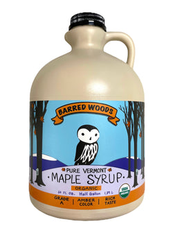 Barred Woods Maple Pure Organic Vermont Maple Syrup - Grade A Amber Rich - 64 FL OZ 6 Pack