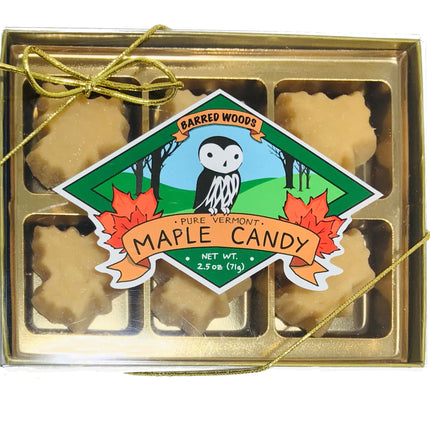 Barred Woods Maple Pure Organic Vermont Maple Candy - 6 Piece Gold Gift Box - 2.6 OZ 12 Pack