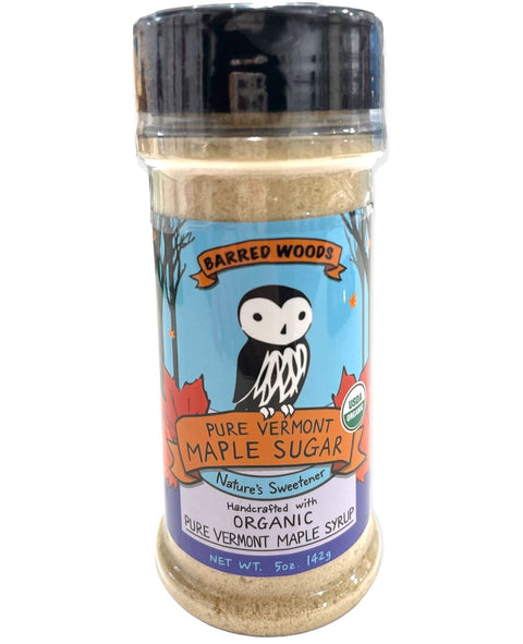 Barred Woods Maple Pure Organic Vermont Maple Sugar - Shaker Top Jar - 5 OZ 12 Pack