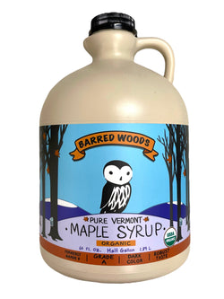 Barred Woods Maple Pure Organic Vermont Maple Syrup  - Grade A Dark Robust - 64 FL OZ 6 Pack