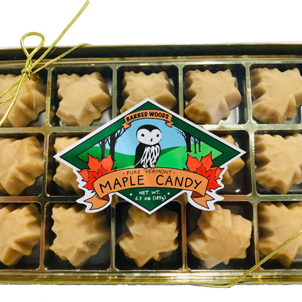 Barred Woods Maple Pure Organic Vermont Maple Candy - 15 Piece Gold Gift Box - 6 OZ 6 Pack