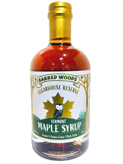 Barred Woods Maple Sugarhouse Reserve Vermont Maple Syrup - Decorative Bottle - 12.7 FL OZ 6 Pack