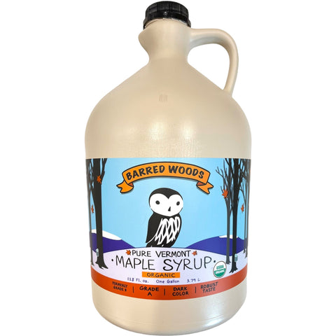 Barred Woods Maple Pure Organic Vermont Maple Syrup Dark Color - 1 GAL 4 Pack