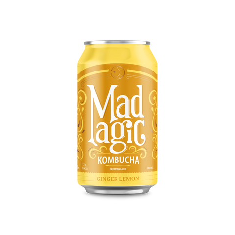 Mad Magic Kombucha Ginger Lemon Kombucha - 12 FL OZ 24 Pack