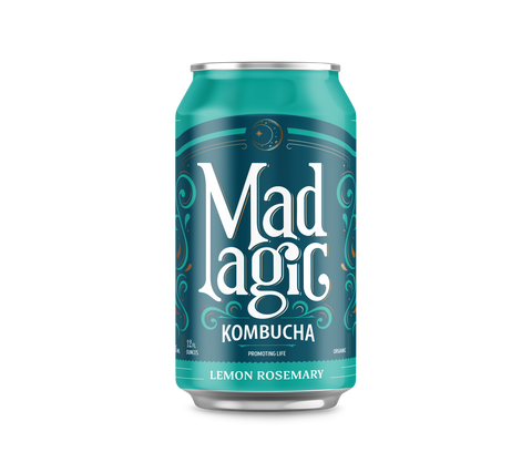 Mad Magic Kombucha Lemon Rosemary Kombucha - 12 FL OZ 24 Pack