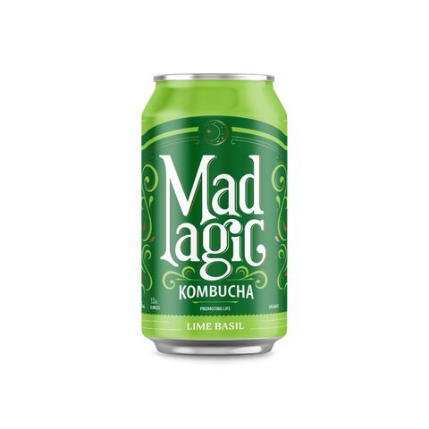 Mad Magic Kombucha Lime Basil Kombucha - 12 FL OZ 24 Pack