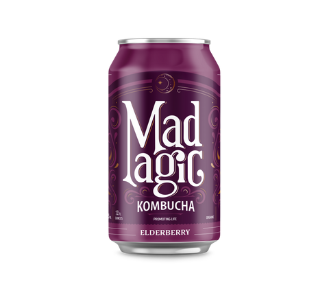 Mad Magic Kombucha elderberry Kombucha - 12 FL OZ 24 Pack