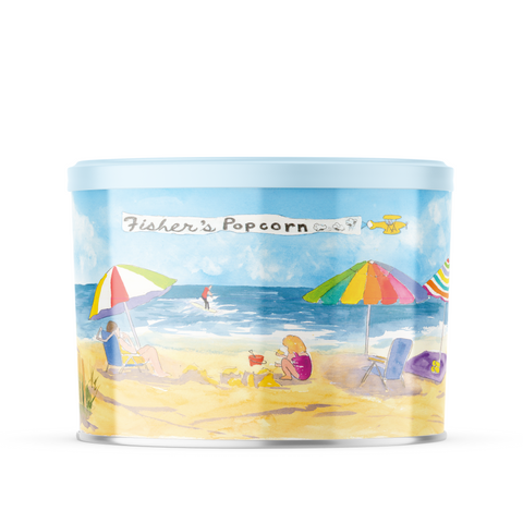 Fisher's Popcorn of Delaware Fisher's Popcorn Beach Tin Caramel Popcorn - 55 OZ 6 Pack