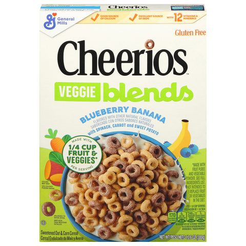 Cheerios Veggie Blends Blueberry Banana Cereal 10.6 oz - 12 Pack
