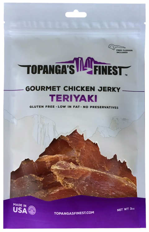 Topangas Finest Jerky Gluten Free Chicken Teriyaki Jerky - 3 OZ 25 Pack