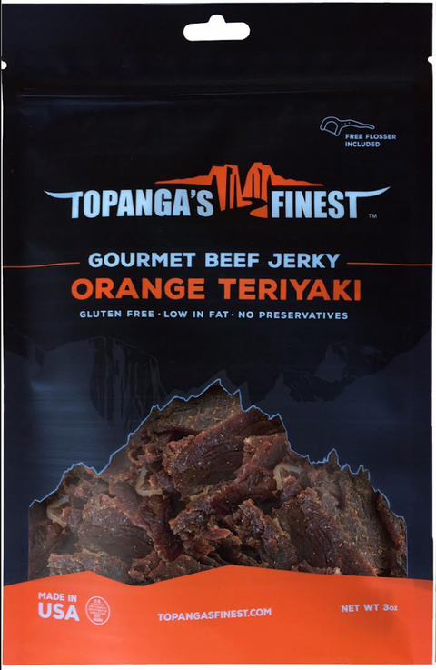 Topangas Finest Jerky Gluten Free Orange Teriyaki Beef Jerky - 3 OZ 25 Pack