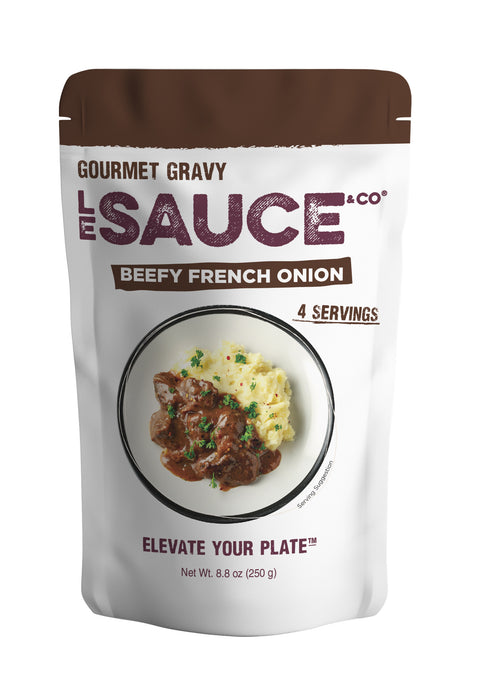 Le Sauce & Co. 4 serving Beefy French Onion Gourmet Gravy - 8.8 OZ 12 Pack