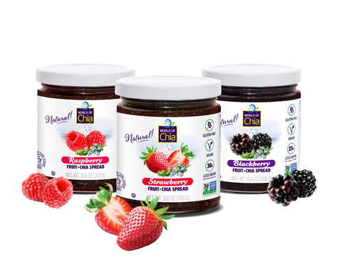 Space Enterprises (World Of Chia) Chia Spreads extra Fruit (Wildberry, Raspberry, Blackberry) - 10.6 OZ 6 Pack