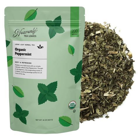 Heavenly Tea Leaves Organic Peppermint, Bulk Loose Leaf Herbal Tisane - 16 OZ 1 Pack