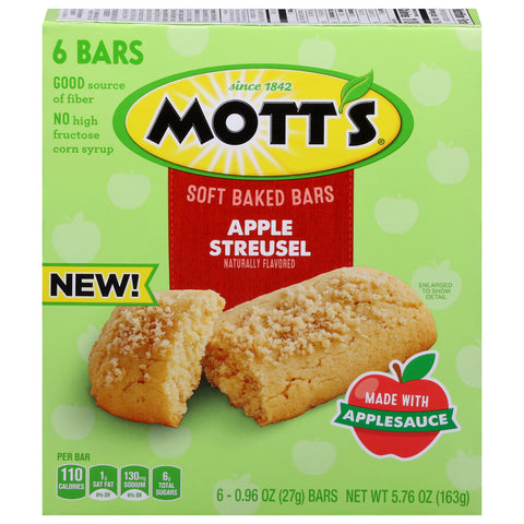 Mott's Apple Streusel Soft Baked Bars 6 - 0.96 oz Bars - 8 Pack