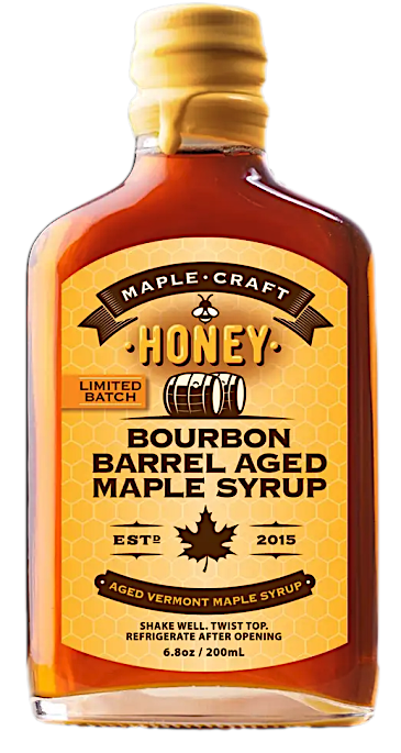 Maple Craft Foods Honey-Infused Bourbon Barrel Aged Maple Syrup - 6.8 FL OZ 12 Pack