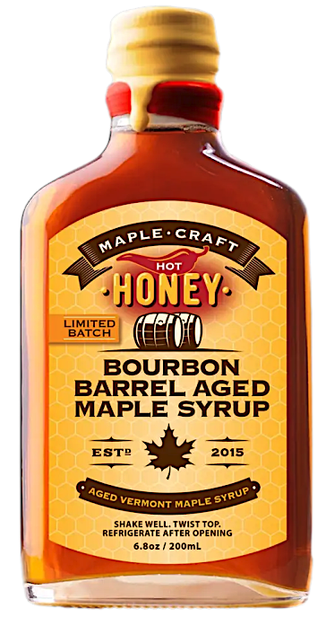Maple Craft Foods Hot Honey-Infused Bourbon Barrel Aged Maple Syrup - 6.8 FL OZ 12 Pack