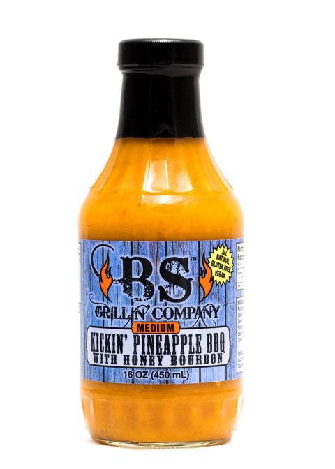 BS Grillin' Company Kickin Pineapple w/Honey Bourbon BBQ Sauce - 16 OZ 6 Pack