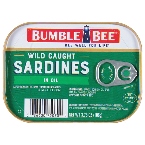 Bumble Bee Wild Caught Sardines in Oil - 3.75 OZ 12 Pack