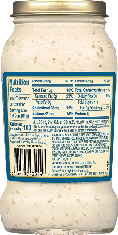 Bertolli Creamy Basil Alfredo Sauce 15 OZ