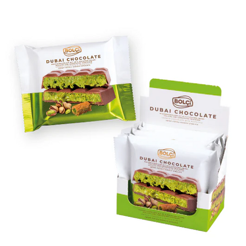 Bolci Antep Pistachio + Kadayif Dubai Chocolate Bar - 3.5 OZ 45 Pack