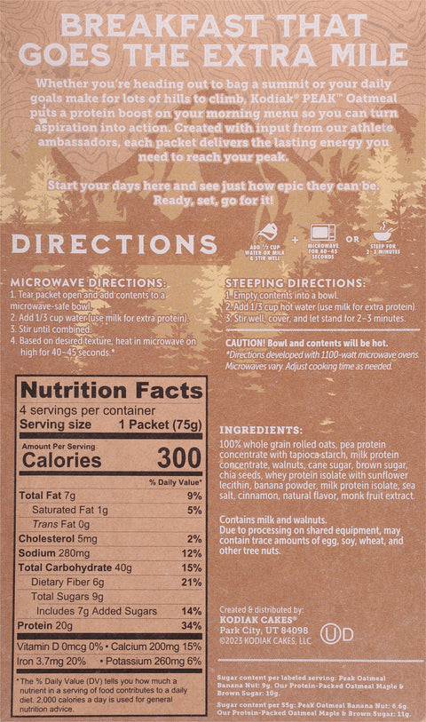 Kodiak Peak Oatmeal Banana Nut 10.58 OZ