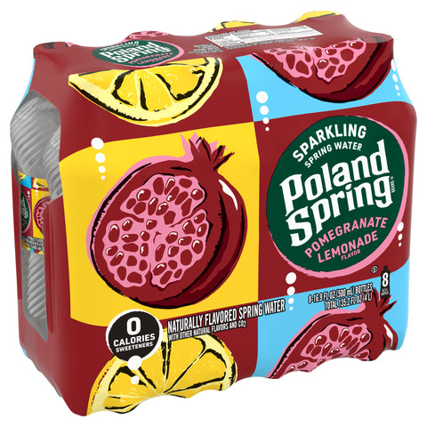 Poland Spring Sparkling Water, Pomegranate Lemonade, 16.9 oz. Bottles (8 Count)