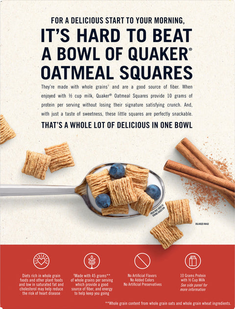 Quaker Oatmeal Squares Cinnamon 14.5 OZ
