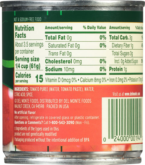 Del Monte Tomatoes Sauce No Salt Added 8 OZ