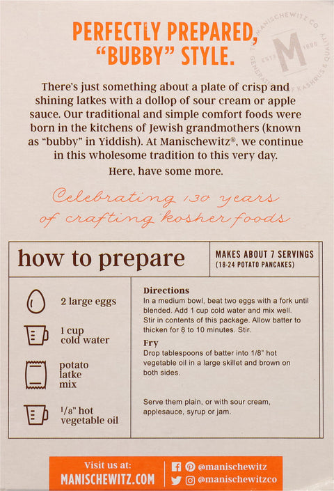 Manischewitz Homestyle Potato Latke Mix 6 OZ