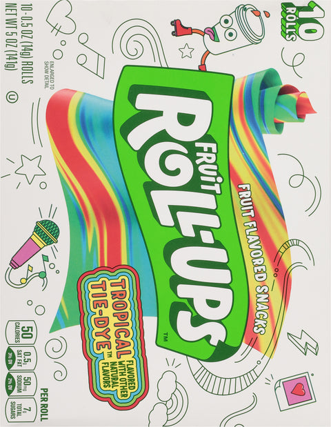 Fruit Roll-Ups Tropical Tie-Dye Fruit Flavored Snacks 10