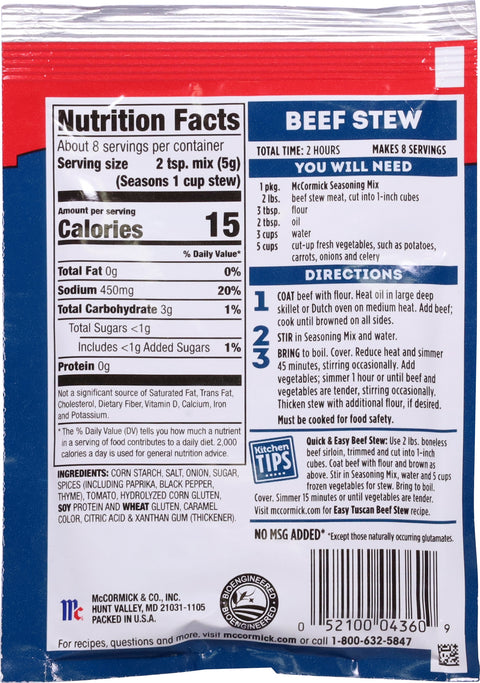 McCormick Seasoning Mix Beef Stew 1.5 OZ