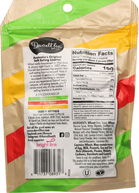 Darrell Lea Soft Australian Liquorice Mixed Fruit 7 OZ