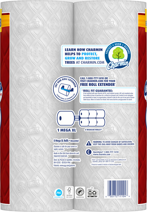 Charmin Ultra Strong Toilet Paper 8 Mega XL Rolls, 330 Sheets Per Roll