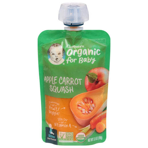 Gerber 2nd Foods Organic Pouch Apple Carrots Squash 3.5 OZ