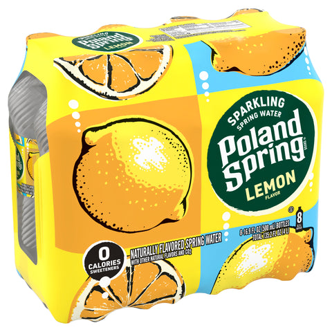 Poland Spring Sparkling Water, Lively Lemon, 16.9 oz. Bottles (8 Count)