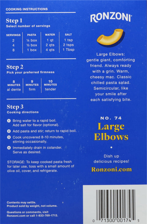 Ronzoni Large Elbows 16 OZ