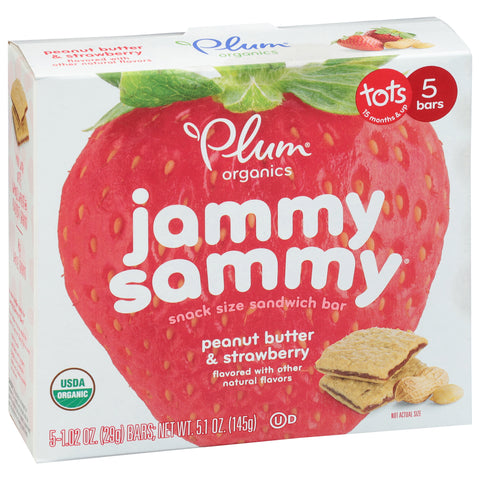 Plum Organics Jammy Sammy Snack Size Tots Peanut Butter & Strawberry Sandwich Bar Toddler 5