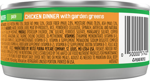 Friskies Select Indoor Pate Wet Cat Food Chicken Dinner With Garden Greens 5.5 OZ