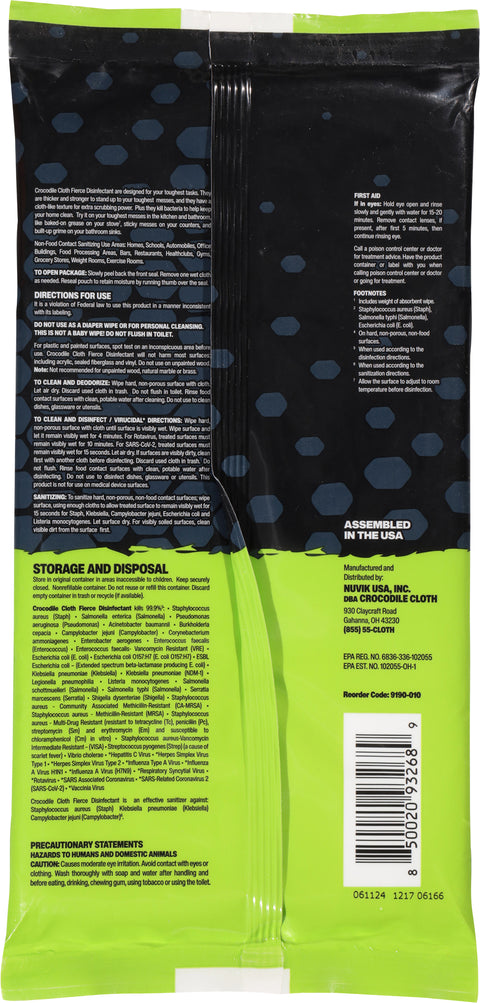 Crocodile Cloth Fierce Disinfectant Large Pre-Moistened Cloths 10