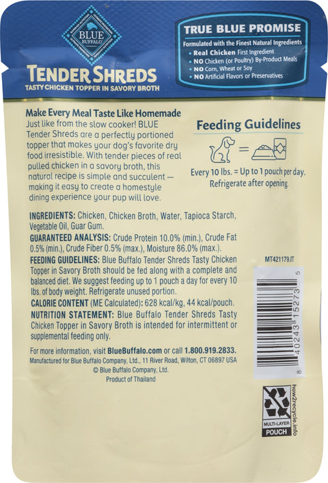 Blue Buffalo Blue Natural Tasty Chicken Topper in Savory Broth Dog Food Complement 2.5 oz
