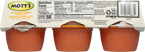 Mott's No Sugar Added Orange Swirl Bar Applesauce 6