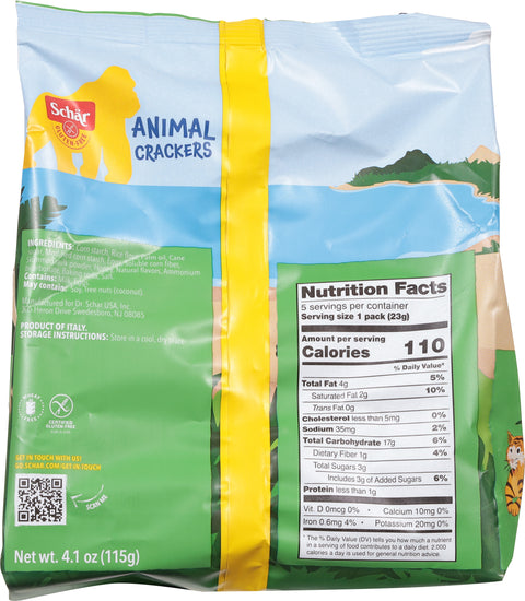 Schar Gluten-Free Animal Crackers 5 Portion Packs